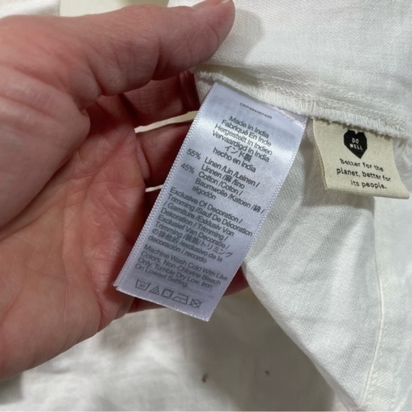 New Madewell Linen Cotton Puff Sleeve Mini Dress Size 6 Ivory - Picture 6 of 10